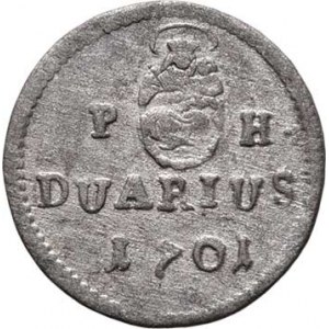 Leopold I., 1657 - 1705, Duarius (1/2 Krejcar) 1701 KB, Nech.1248, Husz.1499,