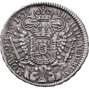 Karel III.(VI.), 1711 - 1740, 1/2 Tolar 1735 KB, Kremnica, Hal.557, Husz.1613,