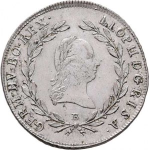 Leopold II., 1790 - 1792, 20 Krejcar 1791 B, P.16, 6.666g, nep.vady materiálu,
