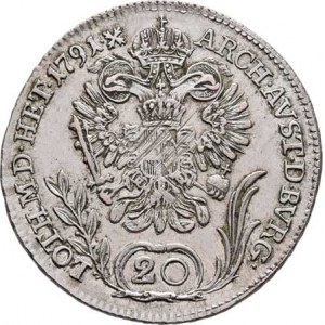 Leopold II., 1790 - 1792, 20 Krejcar 1791 B, P.16, 6.666g, nep.vady materiálu,
