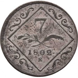 František II., 1792 - 1835, 7 Krejcar 1802 E, Karlovský Bělehrad, 4.538g,