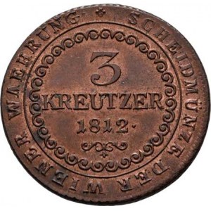František II., 1792 - 1835, Cu 3 Krejcar 1812 S, Smolník, 11.818g, pěkná patina,