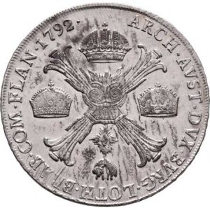 Leopold II., 1790 - 1792, Tolar křížový 1792 M, Milán, P.11, M-A.295, 29.388g,
