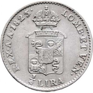 František II., 1792 - 1835, 1/4 Lira 1823 M, Milán, P.28, M-A.318, KM.4, 1.605g,