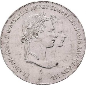 Konvenční měna, údobí let 1848 - 1857, 1/2 Tolar 1854 A, Vídeň - svatební, 12.962g, dr.hr.,