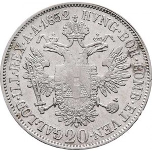 Konvenční měna, údobí let 1848 - 1857, 20 Krejcar 1852 C - hlava zleva, 6.596g, dr.hr.,