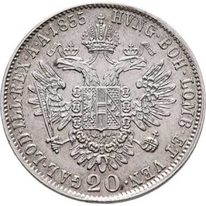 Konvenční měna, údobí let 1848 - 1857, 20 Krejcar 1855 C, 4.299g, nep.hr., nep.rysky,