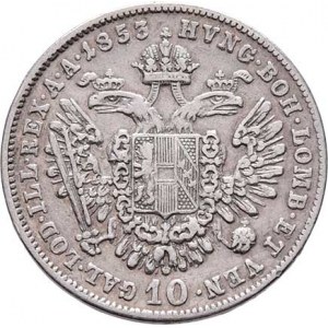 Konvenční měna, údobí let 1848 - 1857, 10 Krejcar 1853 A, 2.132g, nep.hr., rysky, patina