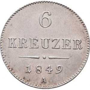 Konvenční měna, údobí let 1848 - 1857, 6 Krejcar 1849 A, 1.878g, dr.vady razidla, nep.hr.,