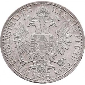 Rakouská a spolková měna, údobí let 1857 - 1892, Tolar spolkový 1858 A, 18.516g, nep.hr., vlas.rysk