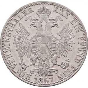 Rakouská a spolková měna, údobí let 1857 - 1892, Tolar spolkový 1867 A, 18.460g, nep.hr., dr.rysky