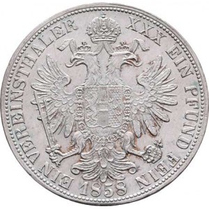 Rakouská a spolková měna, údobí let 1857 - 1892, Tolar spolkový 1858 B, 18.515g, nep.hr., nep.rysky