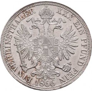 Rakouská a spolková měna, údobí let 1857 - 1892, Tolar spolkový 1866 E, 18.551g, nep.hr., nep.rysky