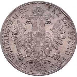 Rakouská a spolková měna, údobí let 1857 - 1892, Tolar spolkový 1864 V, 18.506g, nep.hr., nep.rysky