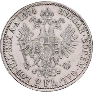 Rakouská a spolková měna, údobí let 1857 - 1892, 2 Zlatník 1874, 24.656g, nep.hr., nep.rysky