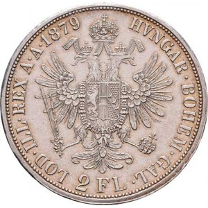 Rakouská a spolková měna, údobí let 1857 - 1892, 2 Zlatník 1879, 24.741g, nep.hr., dr.rysky, pěkná