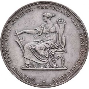 Rakouská a spolková měna, údobí let 1857 - 1892, 2 Zlatník 1879 - Stříbrná svatba, 24.627g, dr.hr.,