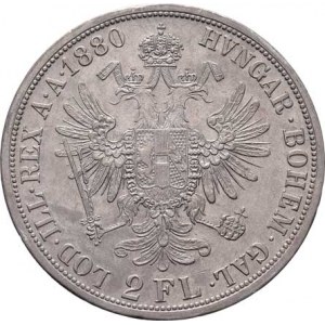 Rakouská a spolková měna, údobí let 1857 - 1892, 2 Zlatník 1880, 24.690g, dr.hr., dr.rysky, pěkná