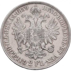 Rakouská a spolková měna, údobí let 1857 - 1892, 2 Zlatník 1859 B, 24.610g, dr.hr., dr.rysky