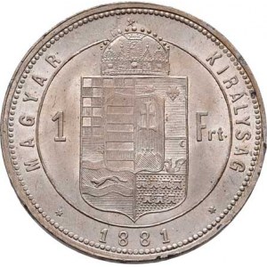 Rakouská a spolková měna, údobí let 1857 - 1892, Zlatník 1881 KB - užší štít (cca 11.5 mm), 12.363g
