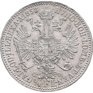 Rakouská a spolková měna, údobí let 1857 - 1892, 1/4 Zlatník 1858 A - menší ozn. nominálu, 5.352g,