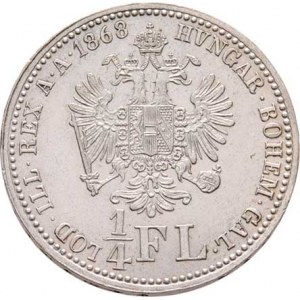 Rakouská a spolková měna, údobí let 1857 - 1892, 1/4 Zlatník 1868 A, 5.301g, nep.hr., nep.rysky,