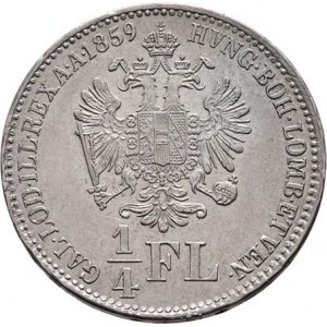 Rakouská a spolková měna, údobí let 1857 - 1892, 1/4 Zlatník 1859 B, 5.335g, dr.hr., nep.rysky,