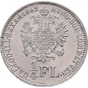 Rakouská a spolková měna, údobí let 1857 - 1892, 1/4 Zlatník 1862 E, 5.333g, nep.just., nep.hr.,
