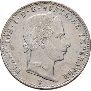 Rakouská a spolková měna, údobí let 1857 - 1892, 1/4 Zlatník 1859 V - 2.typ (větší označení nominál