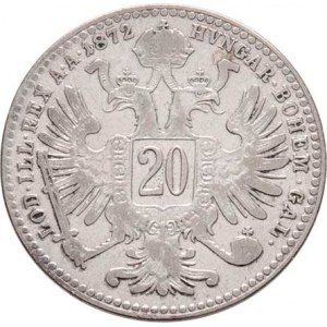 Rakouská a spolková měna, údobí let 1857 - 1892, 20 Krejcar 1872, 2.622g, nep.rysky, patina RR!