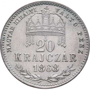 Rakouská a spolková měna, údobí let 1857 - 1892, 20 Krejcar 1868 GYF - dlouhý opis, 2.629g, nep.hr.