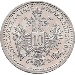 Rakouská a spolková měna, údobí let 1857 - 1892, 10 Krejcar 1868 - prvoražba, 1.648g