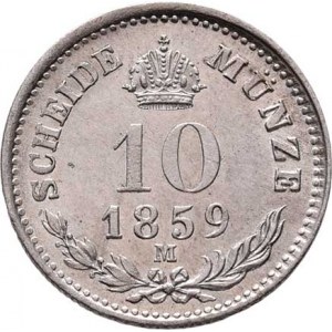 Rakouská a spolková měna, údobí let 1857 - 1892, 10 Krejcar 1859 M, 2.031g, nep.hr., nep.rysky, pěk