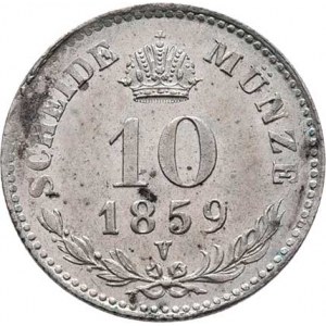 Rakouská a spolková měna, údobí let 1857 - 1892, 10 Krejcar 1859 V, 2.026g, nedor., nep.kor., skvrn