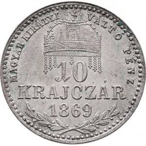 Rakouská a spolková měna, údobí let 1857 - 1892, 10 Krejcar 1869 GYF - dlouhý opis, 1.502g, nep.hr.