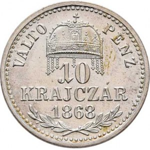 Rakouská a spolková měna, údobí let 1857 - 1892, 10 Krejcar 1868 KB - krátký opis - novoražba znače