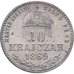 Rakouská a spolková měna, údobí let 1857 - 1892, 10 Krejcar 1869 KB - dlouhý opis, 1.653g, pěkná
