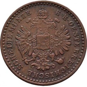Rakouská a spolková měna, údobí let 1857 - 1892, 5/10 Krejcaru 1858 M, 1.780g, dr.hr., dr.škr.,