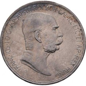 Korunová měna, údobí let 1892 - 1918, 5 Koruna 1908 - jubilejní, 23.925g, dr.hr., dr.rysky,