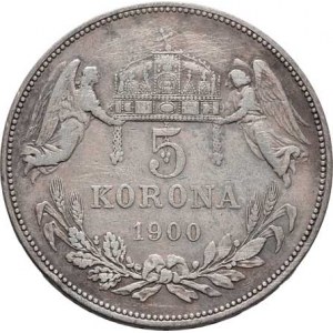 Korunová měna, údobí let 1892 - 1918, 5 Koruna 1900 KB, 23.935g, dr.hr., avers i revers