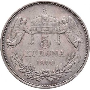Korunová měna, údobí let 1892 - 1918, 5 Koruna 1900 KB, 23.924g, dr.hr., dr.rysky, pěkná