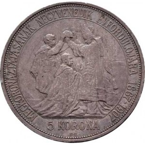 Korunová měna, údobí let 1892 - 1918, 5 Koruna 1907 KB - jubilejní, 24.010g, dr.hr.,