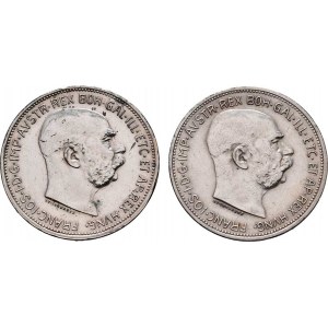 Korunová měna, údobí let 1892 - 1918, 2 Koruna 1912, 1913, 9.980g, 10.040g, nep.hr.,