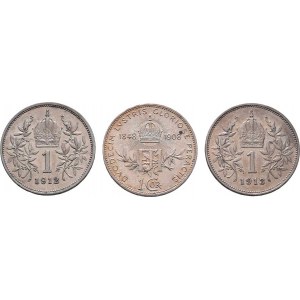 Korunová měna, údobí let 1892 - 1918, Koruna 1908 - jubilejní, 1912, 1913, 4.984g, 5.029g,