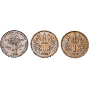 Korunová měna, údobí let 1892 - 1918, Koruna 1908 - jubilejní, 1912, 1914, 5.015g, 4.961g,