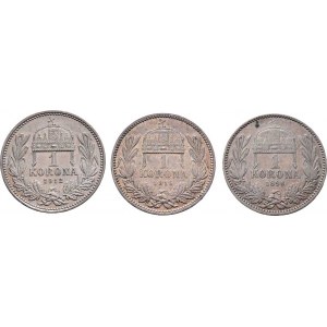 Korunová měna, údobí let 1892 - 1918, Koruna 1896 KB, 1912 KB, 1915 KB, 4.889g, 5.000g,