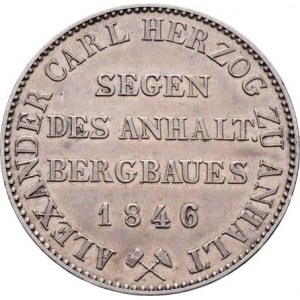 Anhalt-Bernburg, Alexander Carl, 1834 - 1863, Tolar 1846 A - výtěžkový, KM.84 (Ag750, pouze 10.000