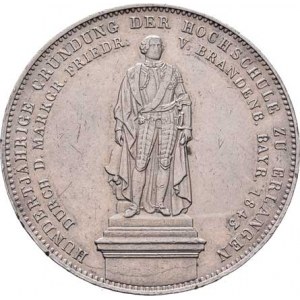 Bavorsko, Ludwig I., 1825 - 1848, 2 Tolar 1843 - 100 let akademie v Erlangenu, KM.434