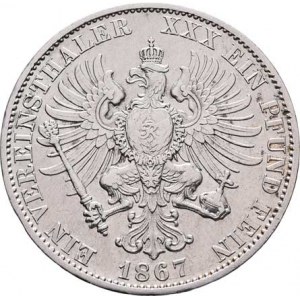 Prusko - král., Wilhelm I., 1861 - 1888, Tolar spolkový 1867 A, Berlín, KM.494 (Ag900),