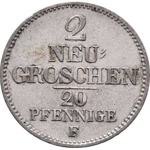 Sasko - království, Friedrich August II., 1836 - 1854, 2 Groš 1854 F, Drážďany, KM.1160 (Ag312), 3.